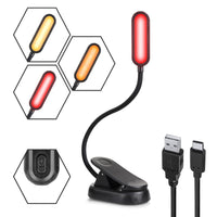 1 x RAW Customer Returns Toys4Boys USB LED Book Reading Light, Bed Book Reading Lamp, 3 Color Temperature Modes Red Amber Mixed - Stepless Dimmable, 360 Flexible for Kindle, Bed - RRP €18.89