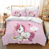 1 x RAW Customer Returns Hoimlm Unicorn Bed Linen 135x200 Children s Bedding Set with Duvet Cover and 2 Pillowcases, Cartoon Unicorn Microfiber Soft Girls Bedding with Zipper - RRP €33.26