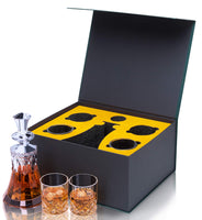 1 x RAW Customer Returns KANARS whiskey carafe set, 550 ml whiskey decanter with 4x 300 ml glasses, lead-free crystal glasses, 5-piece, high quality, beautiful gift box - RRP €69.98