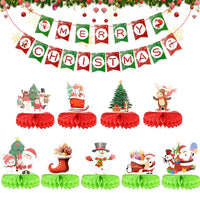 1 x Brand New Bekecidi 9 Christmas Centerpieces and 1 Merry Christmas Banner Christmas Party Decorations, Christmas Party Decorations, Honeycomb Ornaments, Table Decorations for - RRP €20.4