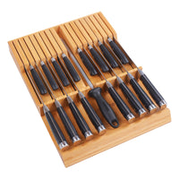 1 x RAW Customer Returns Utoplike in- Drawer Knife Block Bamboo Kitchen Knife Drawer Organizer, Large Handle Steak Knife Holder without knives , 16 Knife Storage - RRP €42.29