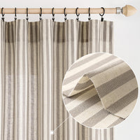 1 x RAW Customer Returns MIULEE striped curtains, high-quality linen look curtains with brown stripes for the living room, set of 2 opaque curtains with back loops and rod pocket, each 225 cm high, bedroom curtain - RRP €40.33