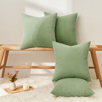 1 x RAW Customer Returns Topfinel cushion cover 50x50 sage green corduroy set of 4 striped pattern cushion covers cushion cover decorative cushion sofa cushion couch cushion decorative cushion decorative cushion cover decorative cushion  - RRP €33.99