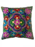 1 x RAW Customer Returns Cushion Covers Decorative Embroidered Mandala Floral Pattern Ethnic Boho Pillow Case Bright Colorful Bohemian Cover for Sofa Couch Handmade Bedroom Living Room 40x40 cm 16x16 inches  - RRP €11.0