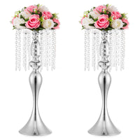 1 x Brand New Inweder Silver Vases Centerpieces - 2 Pieces Wedding Glass Floral Arrangement Stand for Tables Metal Vase Stands 54cm Tall for Wedding Reception Event Birthday Home Decoration - RRP €50.96