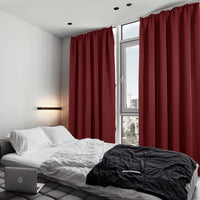 1 x RAW Customer Returns Deconovo Curtains Thermal Curtains with Ruffle Tape Opaque Noise Protection Window Decoration Curtains, 260x140 cm Height x Width , Red, Set of 2 - RRP €46.99