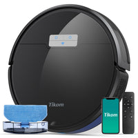 1 x RAW Customer Returns Tikom G8000 Pro robot vacuum cleaner with wiping function 2 in 1, vacuum cleaner robot, 4500Pa strong suction power robot vacuum cleaner, self-charging, WiFi, 150mins max, ideal for pet hair, carpet, hard floor - RRP €199.99