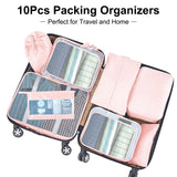 1 x RAW Customer Returns Suitcase Organizer Set, 10 Pieces Packing Cubes for Suitcase Travel Accessories Suitcase Organizer Set Clothes Bags Packing Cubes Cosmetics Travel Organizer Packing Bags for Suitcases Pink  - RRP €18.14