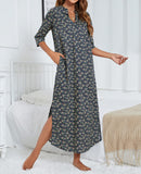 1 x RAW Customer Returns MINTLIMIT Nightdress Women Checked Nightwear Cotton Long Negligee S-XXL Sleepshirt,Navy Blue Base with Floral Pattern,M - RRP €30.99