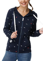 1 x RAW Customer Returns TrendiMax women s sweatshirt zip jacket with hood, sweat jacket, hooded jacket, all-over print, blue, L - RRP €36.99