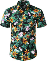 1 x RAW Customer Returns JOGAL Men s Short Sleeve Hawaiian Shirt with Buttons, Lily Black, XXL - RRP €25.99