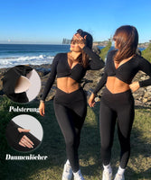 1 x RAW Customer Returns Navnnet Women s Sports Tops Long Sleeve Tight Backless Top Sport Gym Top Fitness Outfit Yoga Shirt Long Sleeve Backless Crop Tops Sport Twist Black M - RRP €25.2