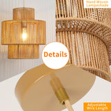 1 x RAW Customer Returns FORCOSO rattan hanging lamp, rattan dining table pendant light, rattan ceiling lamp 32 cm, braided boho hanging light E27, max. 60W for bedroom, living room, dining room, hallway, kitchen - brown - RRP €69.99