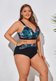 1 x RAW Customer Returns Hanna Nikole Women s Bikini Two Piece Swimsuit Push Up Swimwear for Curvy Women Black Flower 48 - RRP €36.76