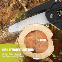 1 x RAW Customer Returns Mini Chainsaw with Battery 2000mAh, DEWINNER 6 Inch Cordless Power Chainsaws with Safety Lock, Small Hand Chainsaw for Wood Cutting Tree Pruning - RRP €59.99