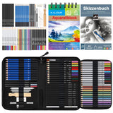 1 x RAW Customer Returns KALOUR 76 Piece Drawing and Sketching Kit Set Art Supplies with Sketchbook, Watercolor Paper, Instructions, Colored Pencils, Watercolor Paints, Graphite, Pastel and Charcoal Pencils for Artists, Beginners - RRP €33.99