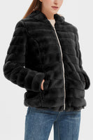 1 x RAW Customer Returns Geschallino Faux Fur Coat for Women Fluffy Shaggy Outerwear with Hood Sherpa Lined Fleece Jacket 1801 Black XXL - RRP €54.82