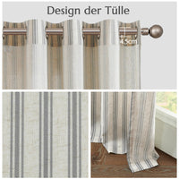 1 x Brand New TOPICK Linen Striped Curtains Black Stripe Curtains with Eyelets Ticking Stripe Pattern Linen Look Curtains Light Filtering for Living Room Pinstripe Curtain Opaque 2 Pieces 130 x 245 cm - RRP €57.47