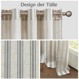 6 x Brand New TOPICK Linen Striped Curtains Black Stripe Curtains with Eyelets Ticking Stripe Pattern Linen Look Curtains Light Filtering for Living Room Pinstripe Curtain Opaque 2 Pieces 130x225cm - RRP €320.64