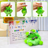 1 x Brand New xinrongda Plush Keychain with Briquette Pendant, Pompoms Keychain with Positive Card, Cute Plush Toy for Decoration Green  - RRP €22.8