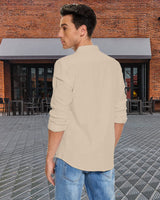 1 x RAW Customer Returns LVCBL Men s Business Shirt Comfort Fit Casual Shirt for Men Khaki L - RRP €26.98