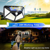 1 x RAW Customer Returns Outdoor Solar Light 100LED 2000mAh, 3 Modes with Motion Sensor 270 Wall Light Spotlights IP65 Waterproof for Garden, Garage, Street, Patio, Terrace 2 Unit  - RRP €19.15