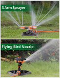 3 x RAW Customer Returns KDP Garden Sprinkler, Automatic 360 Degree Rotating Lawn Water Sprinkler, 3-Arm Sprinkler Rotating Sprinkler Sprinkler for Irrigation Systems for Lawns, Plants, Flowers, Vegetables - RRP €53.22