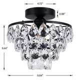 1 x RAW Customer Returns Mini Crystal Chandelier Small Ceiling Light, Modern Crystal Ceiling Light for Hallway Flush Mount Crystal Chandelier Ceiling Lights for Bedroom Living Room Black  - RRP €59.99