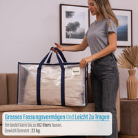 1 x RAW Customer Returns VENO 102 liter large storage bag, storage box with lid, strong handles moving bags with zippers, alternative moving boxes, foldable clothes storage transparent, pack of 2  - RRP €24.49