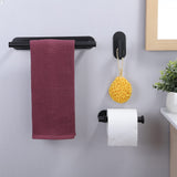 1 x RAW Customer Returns ZUNTO Towel Hooks - Bathroom Towel Holder - Toilet Paper Holder, Set of 3 Bathroom Accessories, Complete Set of Black Self-Adhesive Bathroom Accessories, Stainless Steel - RRP €20.64