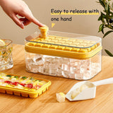 7 x Brand New YXHZVON ice cube tray with lid and container, ice cube container with 64 pieces square, release all ice cubes in one second, double layer 2 levels, 1 ice bucket and scoop, yellow  - RRP €142.8