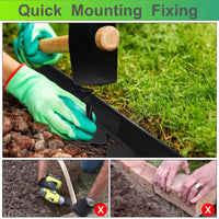 1 x RAW Customer Returns 15m x 5cm Flexible lawn edge made of plastic, bed edging, bed border, mowing edge, paving stones, palisade with ground anchor and gloves - black 15m - RRP €37.99