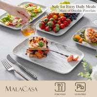 1 x RAW Customer Returns MALACASA Serving Plate Porcelain Serving Tray Set of 4 Rectangular Serving Plate Large for Buffets, Sushi, Cakes, Appetizers at Home Restaurant, 30 x 18 cm White White, 4 Pieces  - RRP €37.3