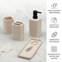 1 x RAW Customer Returns zccz Beige Bathroom Accessory Set - Complete Bathroom Accessory Set - Soap Dispenser, Toothbrush Holder, Bathroom Tray - Bathroom Organizer - RRP €31.18