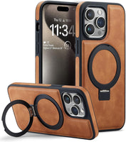 1 x RAW Customer Returns Sibada Leather Case for iPhone 15 Pro with Concealed Circle Stand for Magnetic, Fashionable and Elegant Thin Business Mobile Phone Case 2023 6.1 - Brown - RRP €28.22