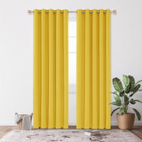 1 x RAW Customer Returns Deconovo blackout curtain, cold protection curtains, bedroom, cold protection curtain, opaque, 229 x 168 cm height x width , mustard yellow, set of 2 - RRP €42.13