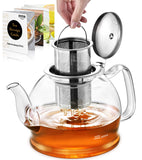 1 x RAW Customer Returns 1.2L teapot, teapot with strainer insert, STNTUS teapot glass, teapot with strainer, glass teapot with tea strainer, tea pot, tea maker, glass pot heat-resistant, teapots, borosilicate glass glass pot - RRP €25.56