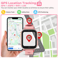 1 x RAW Customer Returns AstraMinds 4G Kids Smartwatch for Boys and Girls, GPS Phone Watch, Waterproof, Video Call, SOS, Real-Time Chat, Camera, Pedometer, Alarm Clock for 4-12 Years Old Pink  - RRP €105.99