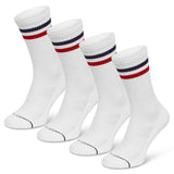 1 x RAW Customer Returns SOMEYOU 4 pairs of retro tennis socks made of organic cotton, sports socks with red and blue stripes, breathable, for men and women, size 38-42 - RRP €30.2