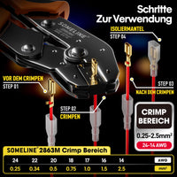 1 x RAW Customer Returns SOMELINE Crimping Pliers Flat Socket Set, Crimping Pliers for 0.25-2.5 mm , with 12 Types Electrical Crimping Terminals, Crimping Pliers, Electrician Pliers - RRP €27.98