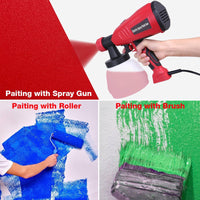 2 x RAW Customer Returns Paint Spray System 400W, Electric Paint Spray Gun HVLP Spray Gun, with 1300ml Container, 3 Nozzle Sizes and 3 Spray Modes, 800ml min, for Paints, DIY and Decoration - RRP €79.32