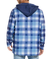 1 x RAW Customer Returns GLESTORE Lumberjack Jacket Men s Flannel Shirt Jacket Lined Thermal Shirt Winter Long Sleeve with Hood Checked Lumberjacket Blue and White L - RRP €48.99