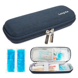 1 x RAW Customer Returns YOUSHARES Portable EVA Insulin Cooler with 2 Cold Gel Bags - Travel Medication Cooler Diabetes Thermal Bag Insulin Case Navy Blue  - RRP €18.91