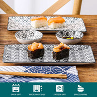 1 x RAW Customer Returns vancasso HARUKA Sushi Set, Porcelain Japanese sushi tableware dining service, 6-piece tableware set for 2 people, includes sushi plates, sauce bowls and chopsticks - RRP €29.23