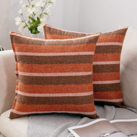 1 x RAW Customer Returns MIULEE Set of 2 Stripe Cushion Covers Pillow Case Linen Look Sofa Cushion Decorative Pillow Cover Throw Pillow Decorative Couch Cushion Cover for Sofa Office Couch Bedroom Living Room 50 x 50 cm Orange - RRP €19.99