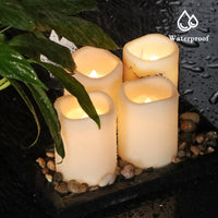 1 x RAW Customer Returns ZIYOUDOLI 6 Pack Outdoor Waterproof LED Candles with Remote Control Timer Flickering Flameless Battery Operated Electric Fake Plastic Candles Warm White, 7.5 x 10cm - RRP €20.05