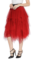 1 x RAW Customer Returns Women s Elastic Waistband Tutu Princess Tulle Underskirt Pettiskirt S, Red  - RRP €27.2