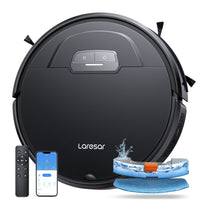 1 x RAW Customer Returns Laresar vacuum robot with wiping function 4500Pa Black Robot Vacuum Cleaner Evol 3 Super-thin vacuum robot app remote voice control ideal for hard floors, pet hair, carpets - RRP €199.99