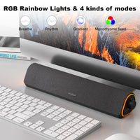 1 x RAW Customer Returns SOULION Sound Bar for PC Laptop with Bluetooth and Customizable Lighting, USB Powered, 3.5 mm Jack, for Computer, Mobile Laptop, Phones - RRP €26.92