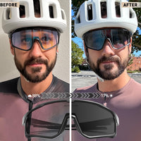 1 x RAW Customer Returns KAPVOE Cycling Glasses Self-tinting Sports Glasses Men Women Sunglasses Mountain Bike Glasses MTB Clear Cycling Glasses Road Bike Baseball Cycling Golf - RRP €39.99